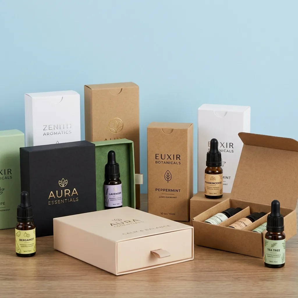 Custom Essential Oil Boxes USA with premium printing, branded packaging, and durable product protection by Box Printing Hub.