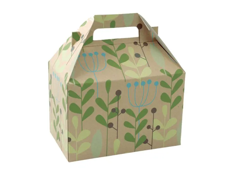 Printed gable boxes with built-in handles for branded packaging