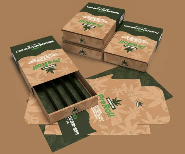 Custom pre roll boxes with premium logo printing and branded retail packaging