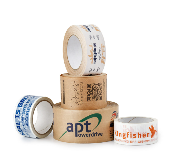 Custom printed packing tape with logo branding for shipping and packaging businesses