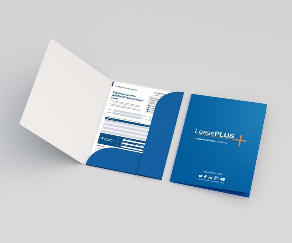 Professional presentation folders with custom logo printing for business branding