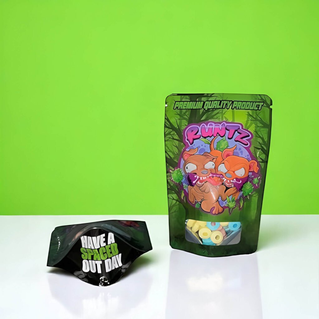 Custom die cut Mylar bags with printed logos and custom branding solutions for businesses in the USA